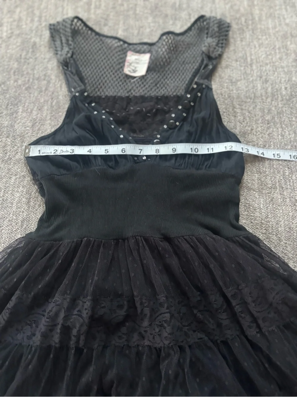 Vintage 100% cotton Free People dress with lace and sequin XS Size 2 Black